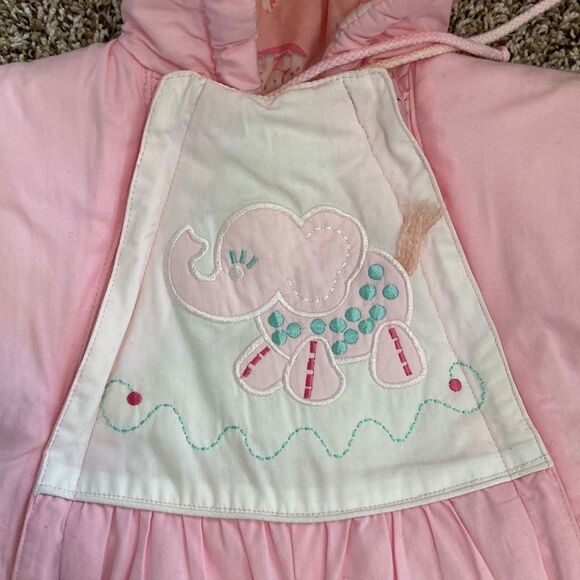 Vintage 80s 90s TidyKins Pink Elephant Pink Snowsuit - Picture 3 of 16